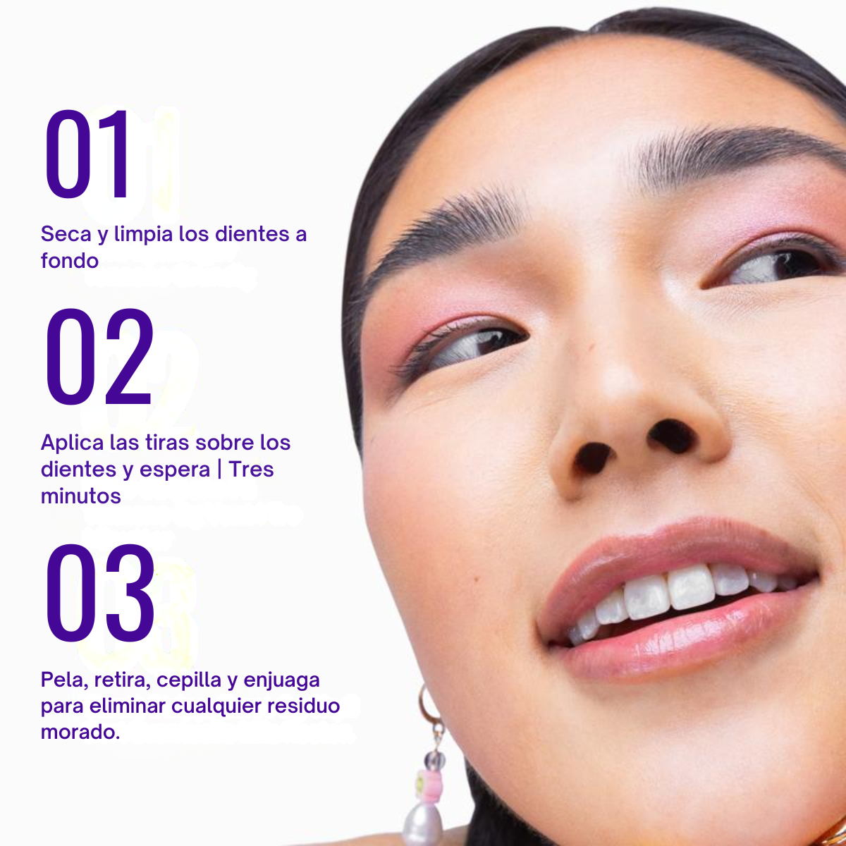 Tiras blanqueadoras moradas