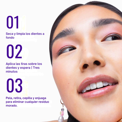 Tiras blanqueadoras moradas